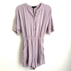 Gibsonlook | NWT Women’s Light Purple Lilac Belted Button Up Shorts Romper Sz XL